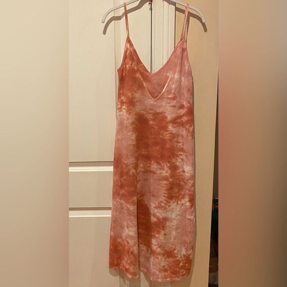 ZARA Womens Small Tie Dye Sleeveless Midi Knit Dress Spaghetti Straps Boho - Picture 4 of 8